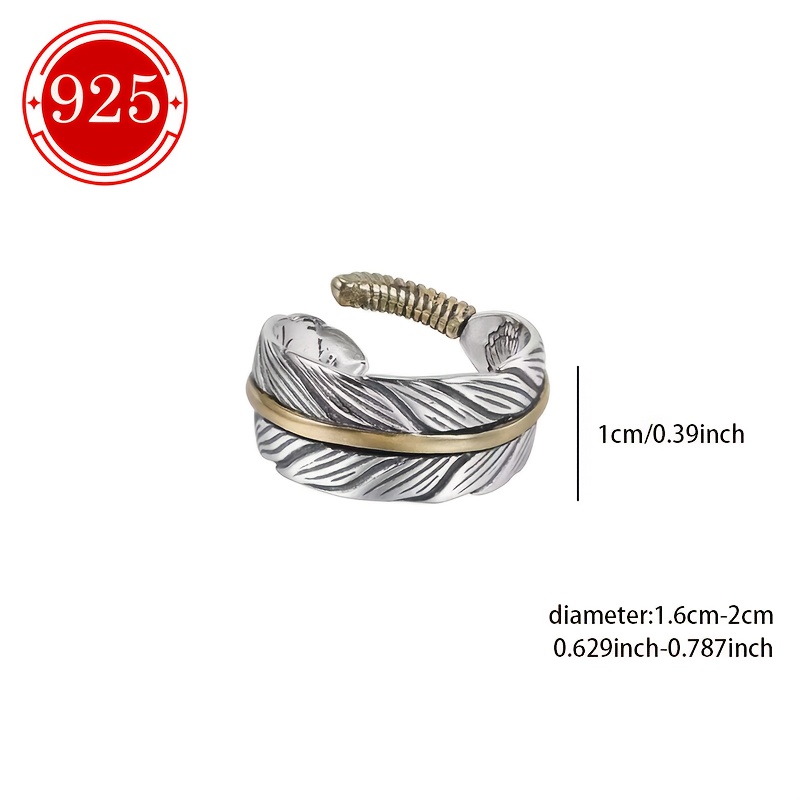 925 Silver Leaf Ring for Women, Vintage High Index Finger Tail Ring